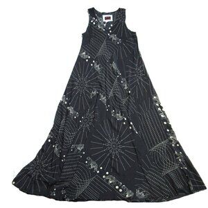 NWT Johnny Was Rhea in Black Tiger Polka Dot Silk Sleeveless Maxi Dress S